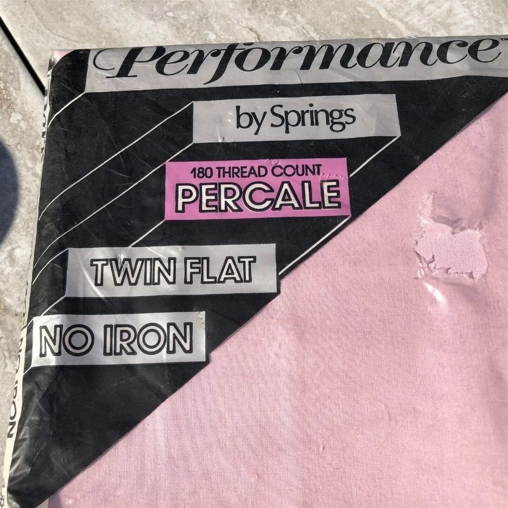 Performance by Springs TWIN FLAT SHEET Pink Cotton blend 180 Count Percale